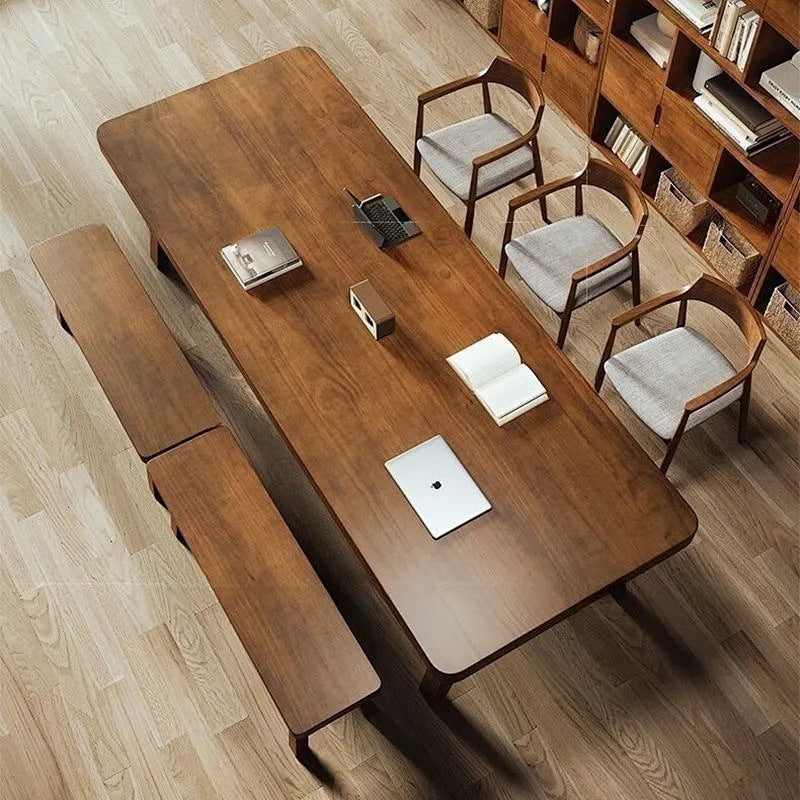 Solid wood large desk - double seater study & reading table for living room, minimalist office computer desk, conference table, workstation table