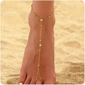 fashion creative gold zircon chain plated 14k gold anklet adjustable retrocasual girls jewelry