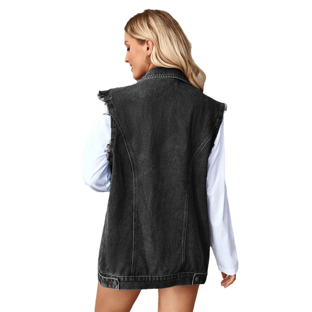 Wish fashion cross-border women's clothing   new washed denim loose vest cardigan top