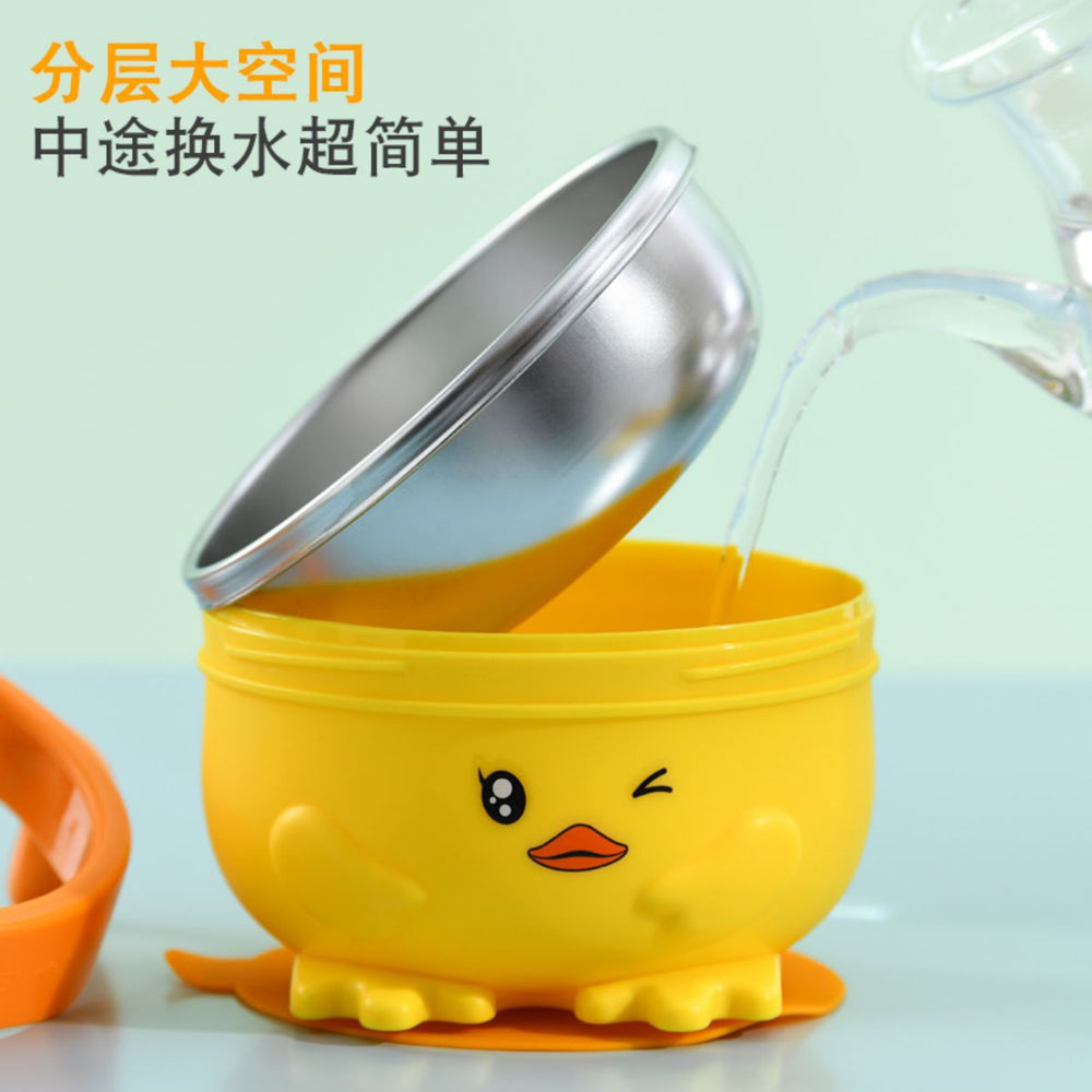Baby food bowl, insulated water bowl, drop-proof, anti-scald stainless steel cup, special bowl for eating, with suction cup tableware