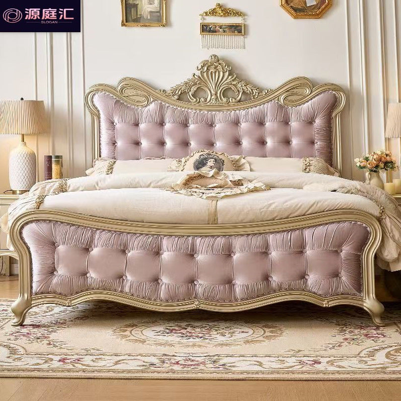 American light luxury solid wood bed for homefrench soft back princess bed high-end luxury wedding bed storage storage master bedroom large bed
