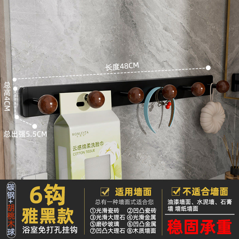 Bathroom patch punch-free round head hook strong load-bearing bathroom bathroom kitchen wall hanging punch-free clothes hanger