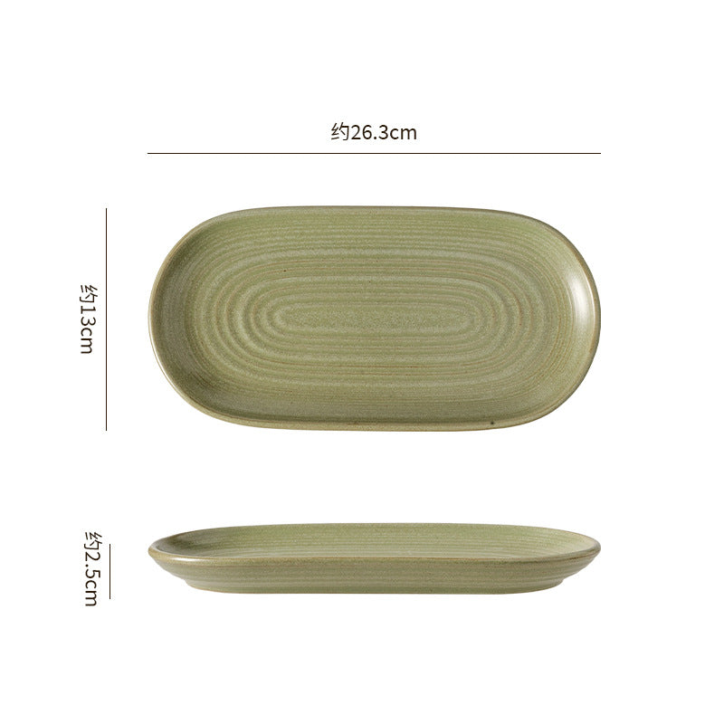 Vintage chic ceramic oval fish plate - perfect for restaurants, hotels, and home use. featuring a textured, rectangular design ideal for steamed fish, sushi, and elegant plating