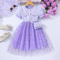 Girls' (toddler) dress, short-sleeve sweetheart star mesh dress with matching mini bag
