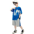 Boys' short-sleeve outfit: korean style, trendy summer two-piece set for older boys and teens -  new fashion kids' streetwear