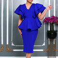 D569 cross-border women's fashion  style elegant ruffle trim slim fit dress ladies' gown african dress