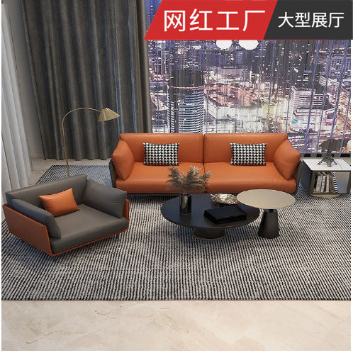 Minimalist light luxury tech fabric lazy sofa modern leather sofa nordic style large apartment living room single, double, and triple seater combinations