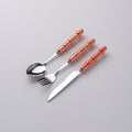 Light luxury style ins knife, fork, spoon, pearl handle, stainless steel tableware, creative fork, household high-looking mooncake knife and fork