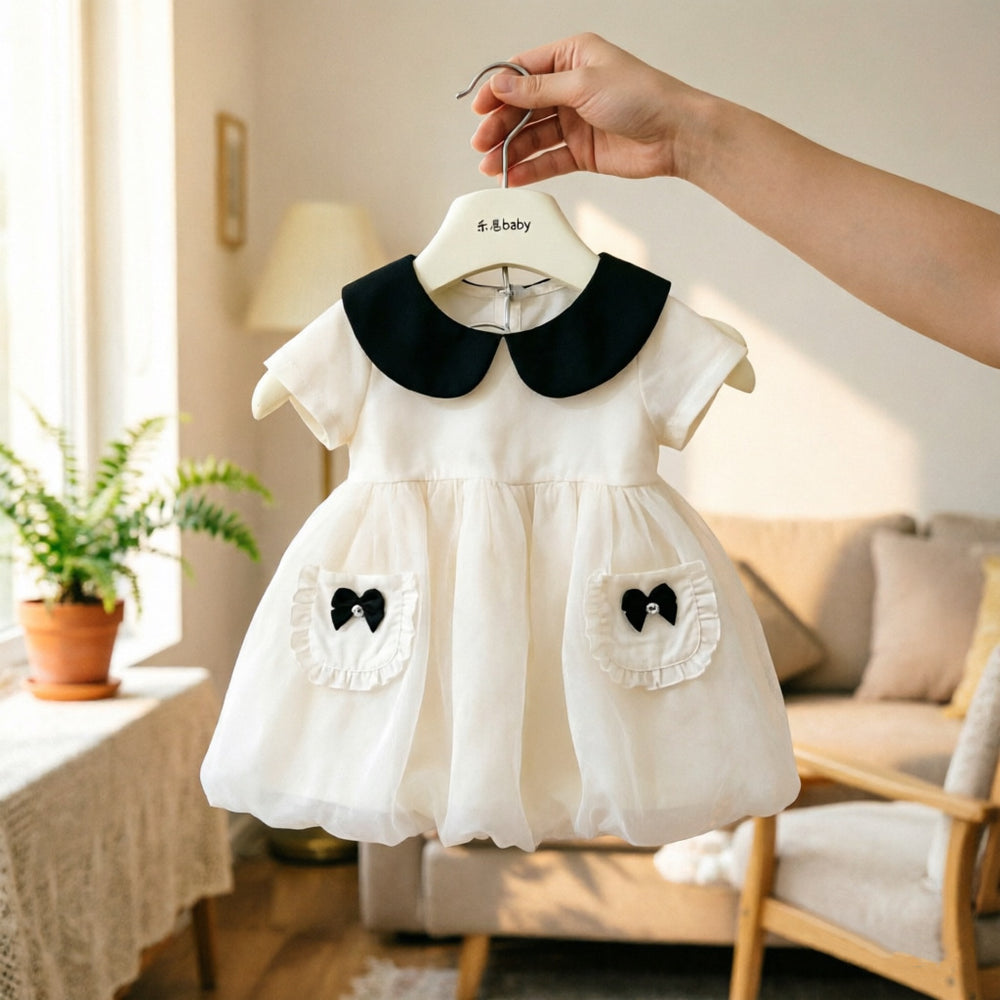 Girls' summer sweet short-sleeve peter pan collar dress -  summer collection - princess style - super cute tulip dress for little girls
