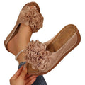 plus sizesummernew arrivalexport wedge thick sole slippers fish mouth one-piece strap flower outwear slippers
