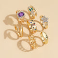 Customizable ring set alloy jewelry high-end niche layered star electroplated open ring women's accessories