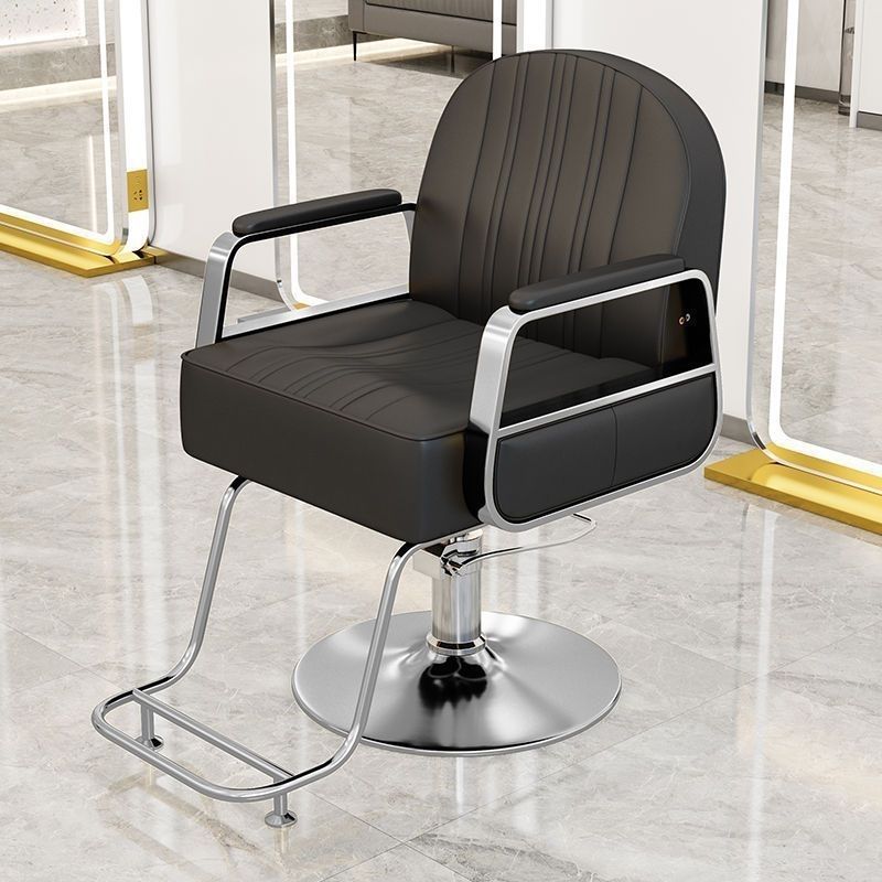 Reclining barber chair - professional salon hair cutting chair with swivel, perm & dyeing cap, stainless steel - ideal for barbershops & salons