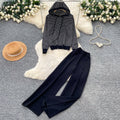 Commuting style hooded cardigansweatertwo-piece set women's autum silmslimming lookloose pants lazy suit light mature outfit
