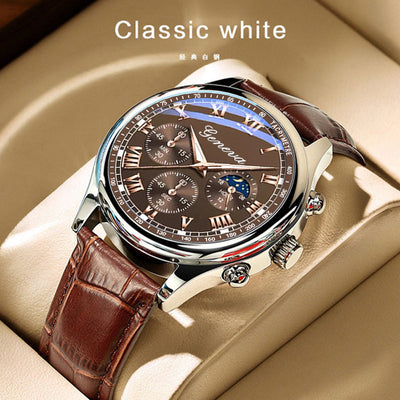 New geneva business quartz sports watch casual leather strap men's watch brown black wholesale