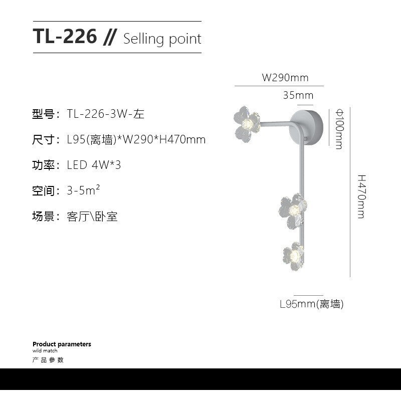 Wall lamp light luxury personality creative bedroom led bedside lamp Nordic simple modern living room TV series background wall lamp