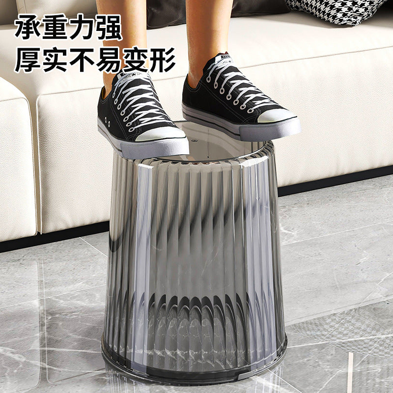 Transparent trash can - large capacity, with pressure ring, for home, living room, modern kitchen, bathroom, bedroom, and office