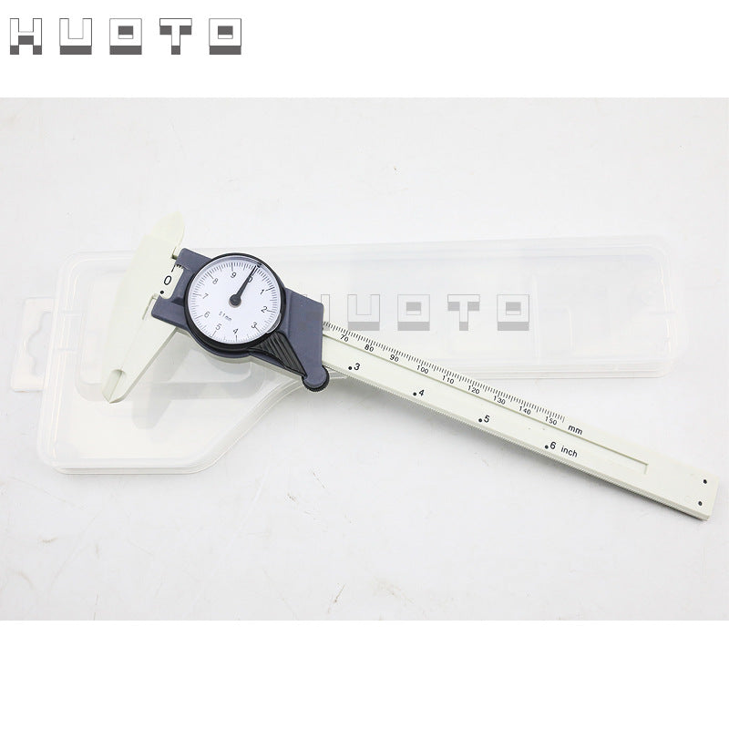 HUOTO 150MM 0.1 plastic box, plastic with watch caliper, plastic watch card, vernier caliper