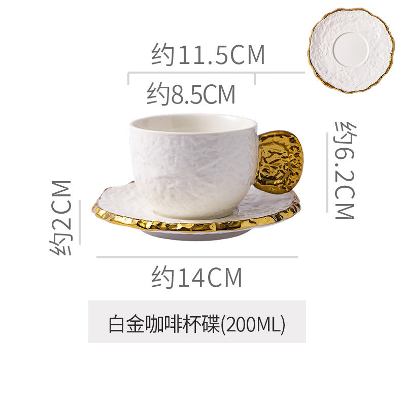 Luxury retro-style irregular ceramic dinnerware set with embossed gold trim – perfect for home, restaurant, and hotel table settings