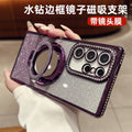 Suitable for samsung s26ultra electroplated rhinestone mobile phone case s24 mirror holder s23 glitter s25 all-inclusive anti-fall