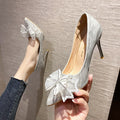 Flats french champagne color wedding shoes fall and winter women's bridal shoes 2025 new arrival hexiu wedding dress two-wear engagement high heels