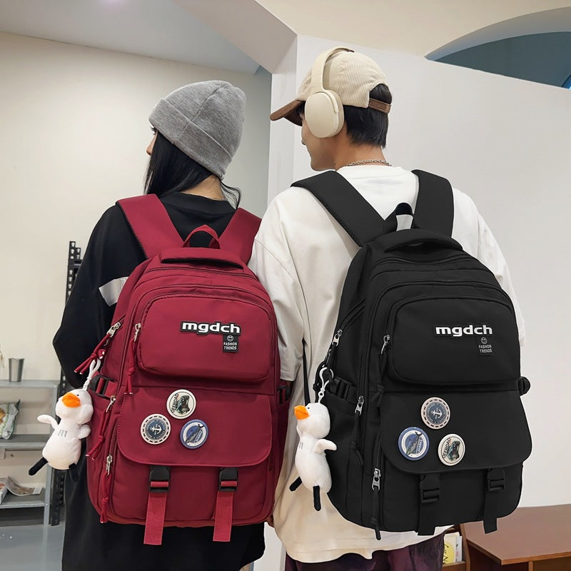 New large-capacity casual backpack stylish simple solid color campus style student school bag travel computer bag