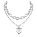Amazon cross-border heart-shaped pendant necklace layered cuban chain clavicle chain fashioncasual popular jewelry new arrival for women