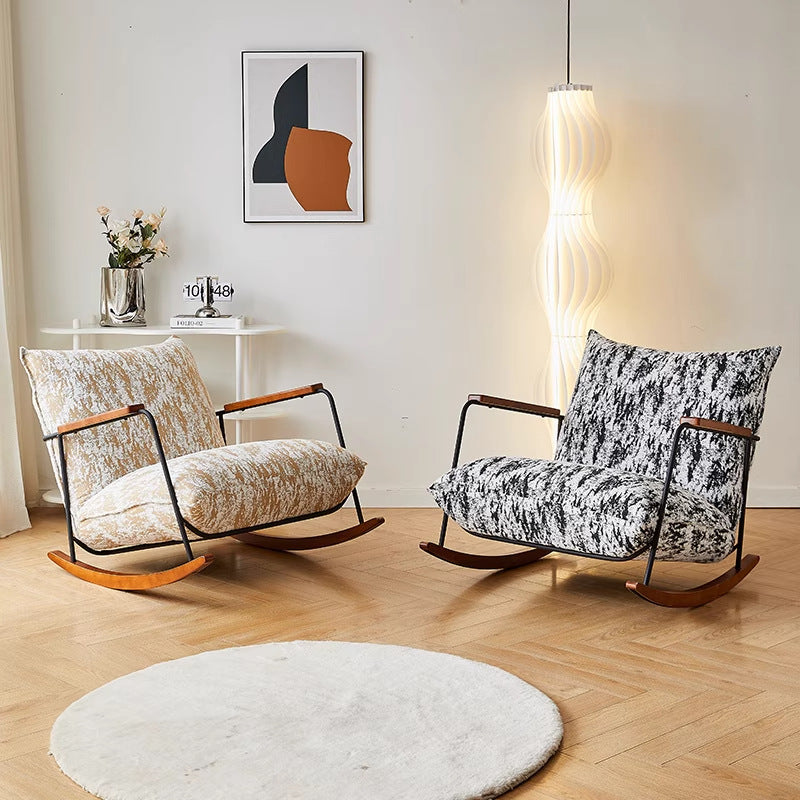Ink painting retro rocking chair for home single bedroom living room balcony lazy sofa casual lounge chair casualaccessible luxury style