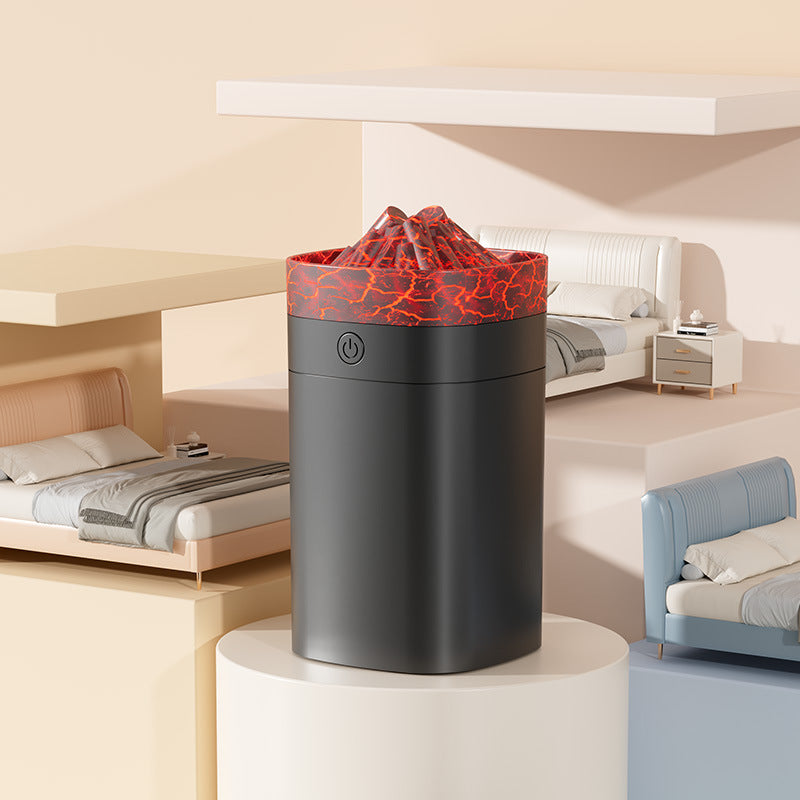 new volcano rainbow flame aroma diffuser, mini home humidifier with ambient light, usb desktop humidifier