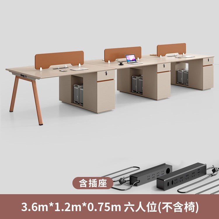 Saint li office desk and chair set - 4/6 seater minimalist modern office table with partition workstation computer desk