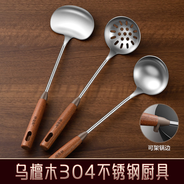 Ebony 304 stainless steel spatula food grade household cooking spatula wooden handle handle kitchen utensils spatula set