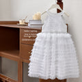 Girls' dress  summer high-end bowknot open-back tiered cake dress birthday gown