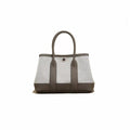 Top-grain leather niche styleclassy women's genuine leather satchel bag large capacity canvas contrast color garden tote bag