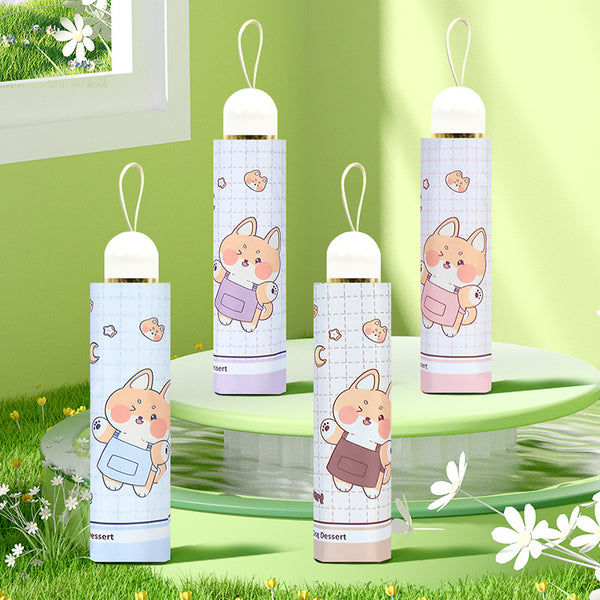 ins puppy automatic umbrella female sunscreen UV protection sun umbrella weather and rain portable folding vinyl umbrella