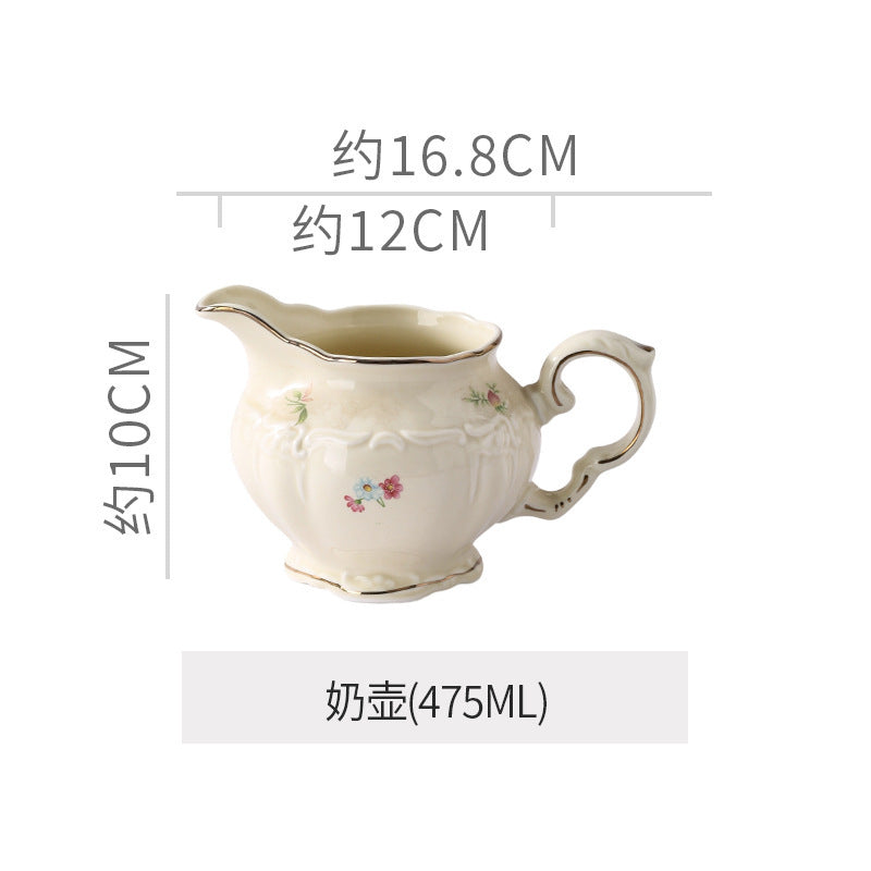 European-style stylish palace style ceramic coffee cup and saucer floral afternoon tea cup teapot milk pot sugar pot stylish combination