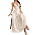 european and american export women's clothing: new summer sexy halter deep v backless tie-up vacation style maxi dress