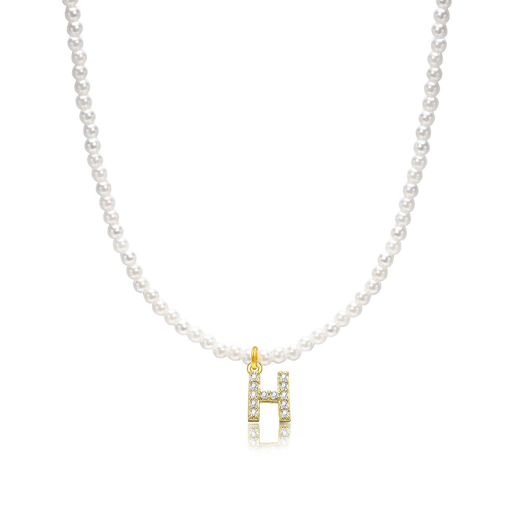 new arrival imitation pearl necklace niche style design 26 english letter pendant necklace classy sense collarbone chain necklace