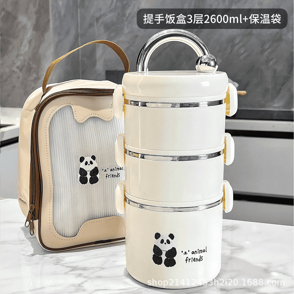 Insulated lunch box 304 stainless steel office workers can be heated in microwave lunch box students kids meal hot pot bowl