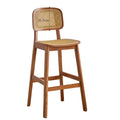 Casual modern rubber wood high bar stool wabi-sabi style rattan bar chair for home island chair other cloth dining chair