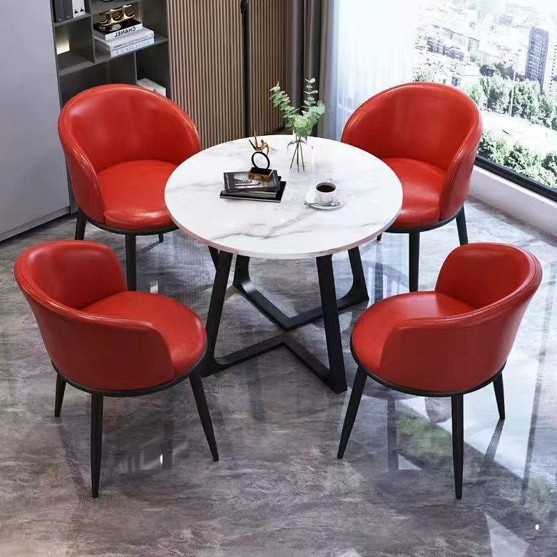 Nordic light luxury negotiation table and chair set, balcony leisure table and chair set, small coffee table, casual reception, modern minimalist small round table