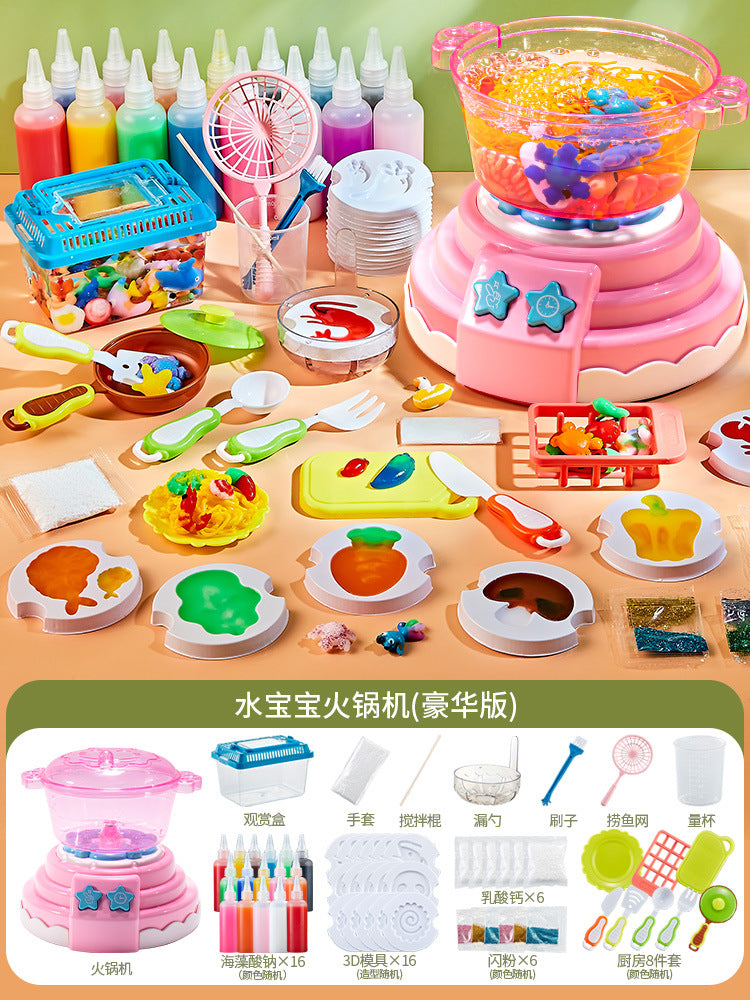 Magic water elf water baby hot pot machine - non-toxic, handmade diy kitchen toy for girls - educational & fun!