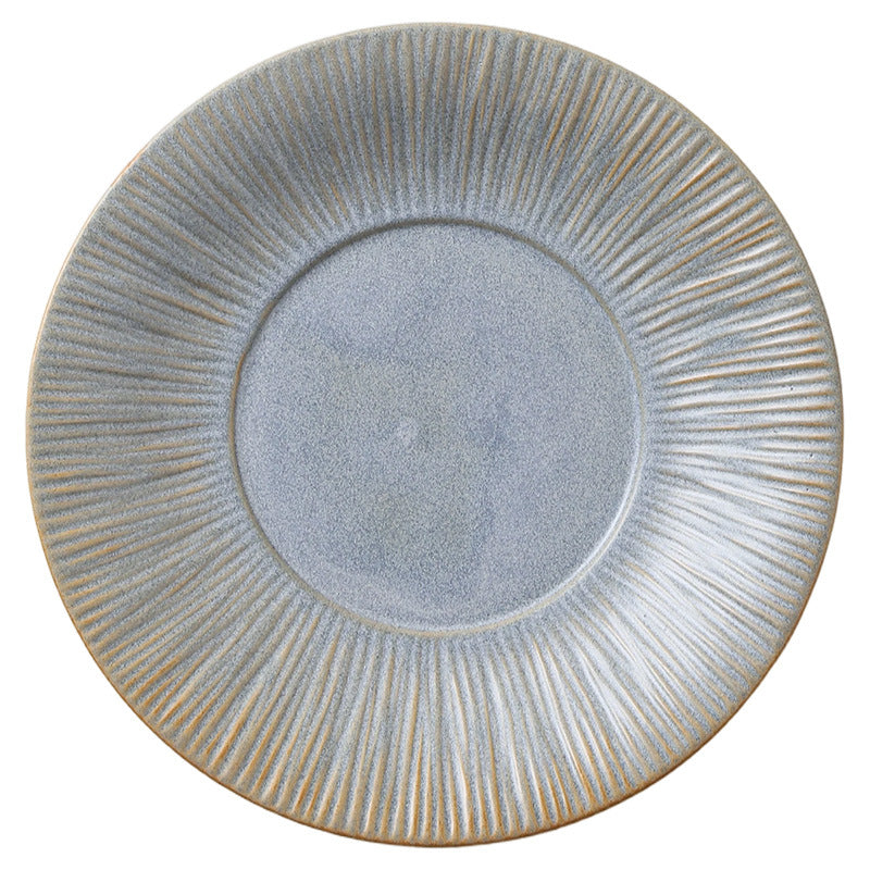 Retro kiln line pattern high-looking tableware restaurant hotel stylish display dessert plate steak plate for home dish plate