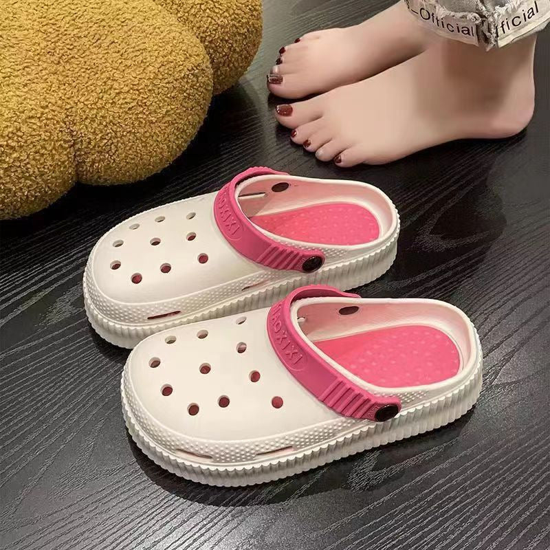 Soft bottom, feeling like stepping on shit, ins cute cartoon clogs for women, summer outwear 2024new arrivalthick solenon-slip beach