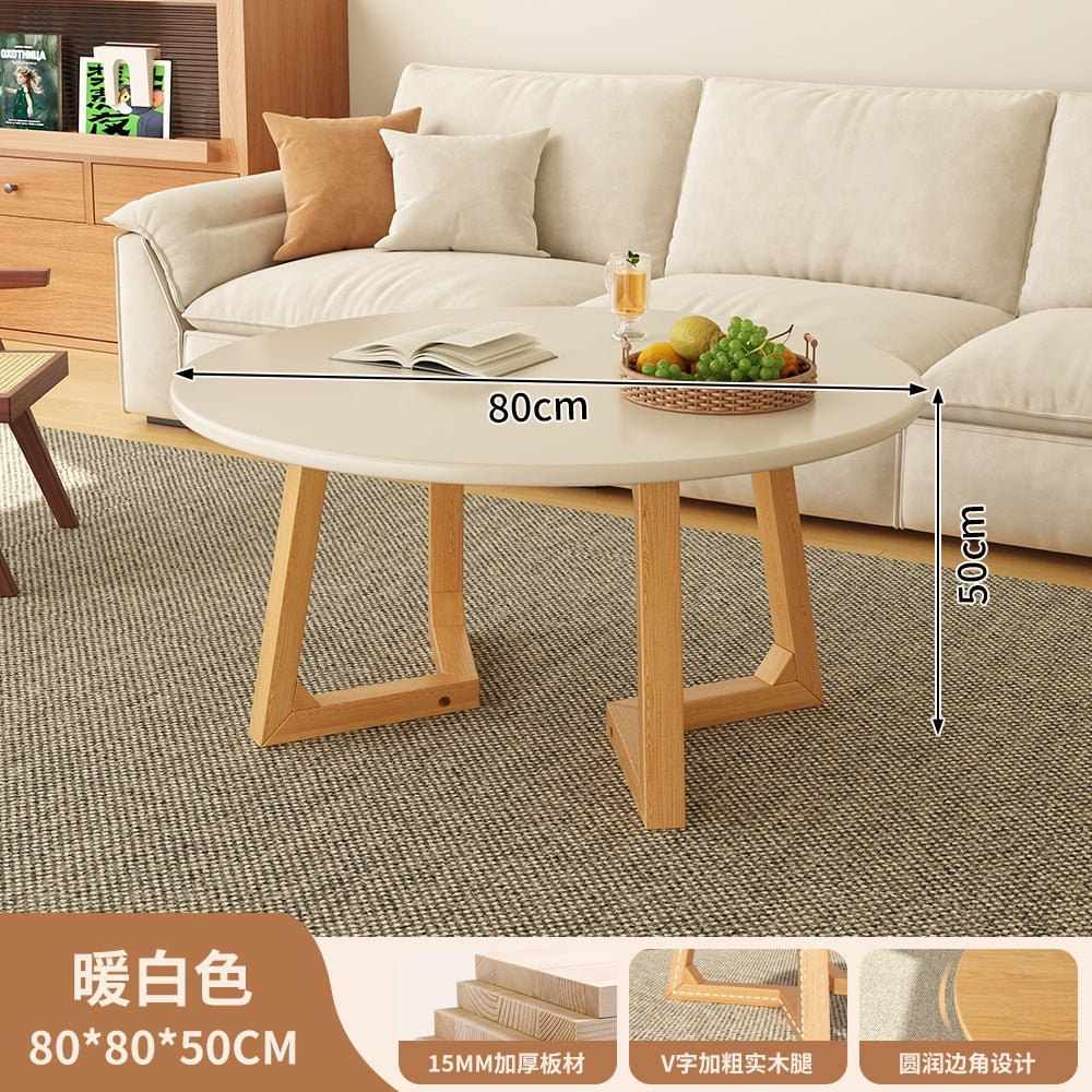 Japanese style solid wood living room coffee table small apartment insfor home log style round side table casual dining tea table