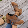 suede tie back high-heeled professional flats women's autumnew arrivalplus sizeretro deep-mouthed low-top flats