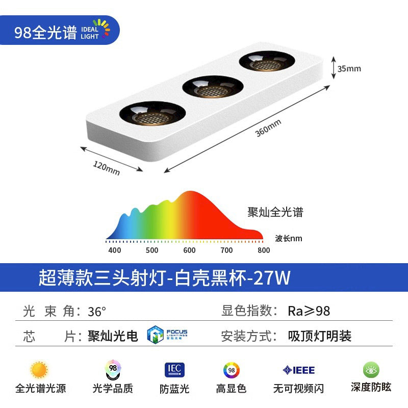 Ultra-thin surface-mounted single-head, double-head, three-head, no ceiling, no main light, casual living room, bedroom, ceiling-mounted anti-glare downlight