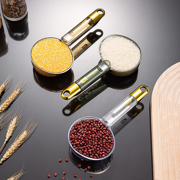 Light luxury spoon rice spoon multi-functional digging flour rice noodle spoon household plastic long handle with clip dog food spoon measuring spoon surface spoon