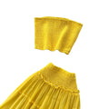 summer new arrival: yellow pleated two-piece set - women's summer sweet & spicy layered cake skirt commute chic outfit