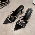 Yx2026summernew arrivalniche style rhinestone sandals women's stiletto high heels with skirt fairy style flip-flops