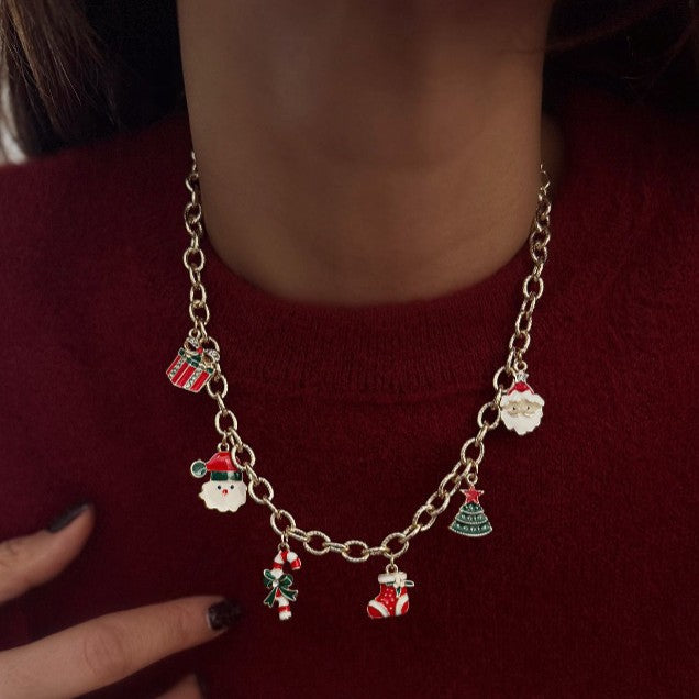 Christmas party necklace wholesale fashionstylishfashion cartoon drip oil santa candy women's clavicle chain