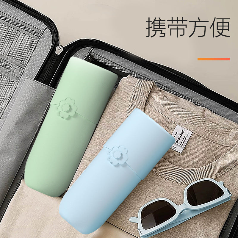 Japanese-style portable travel toothbrush box, silicone washing cup with lid, toothpaste tooth holder, tooth set storage box, mouthwash cup.